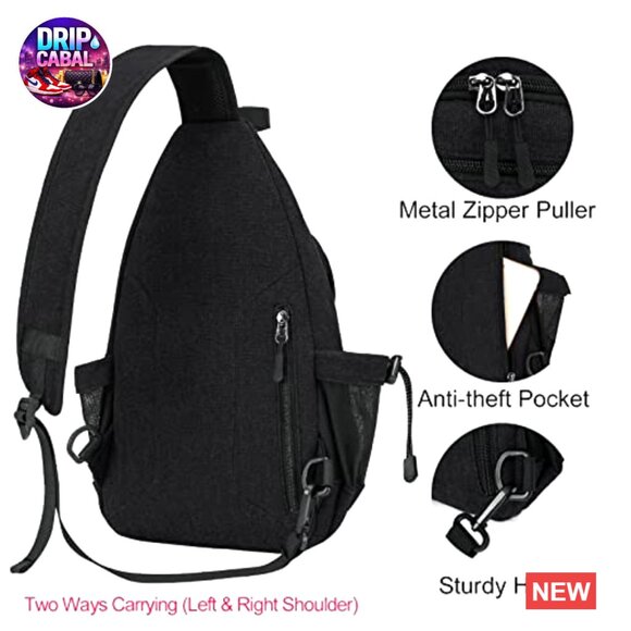 Canvas Sling Backpack with Anti-theft Pocket, Adjustable Crossbody Daypack main image 6